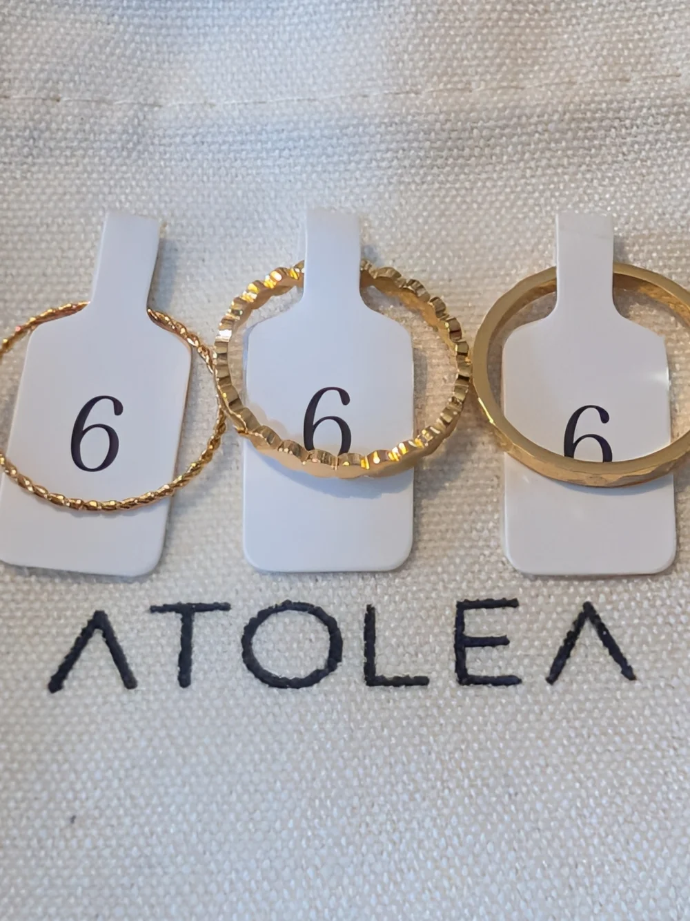 Atolea Textured Stackable Daily Ring Set - Gold